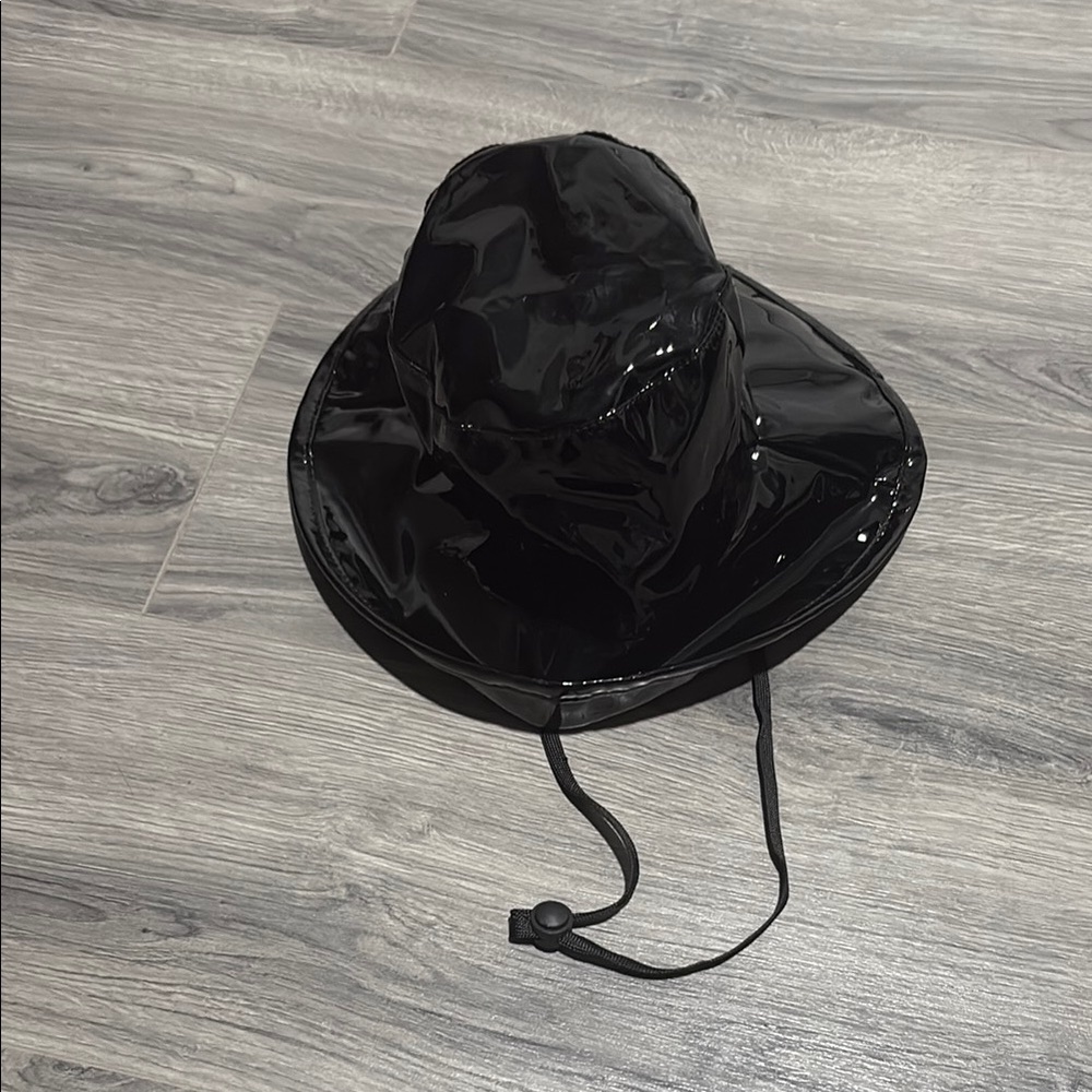 Patent Leather Bucket Hat with Chin Strap